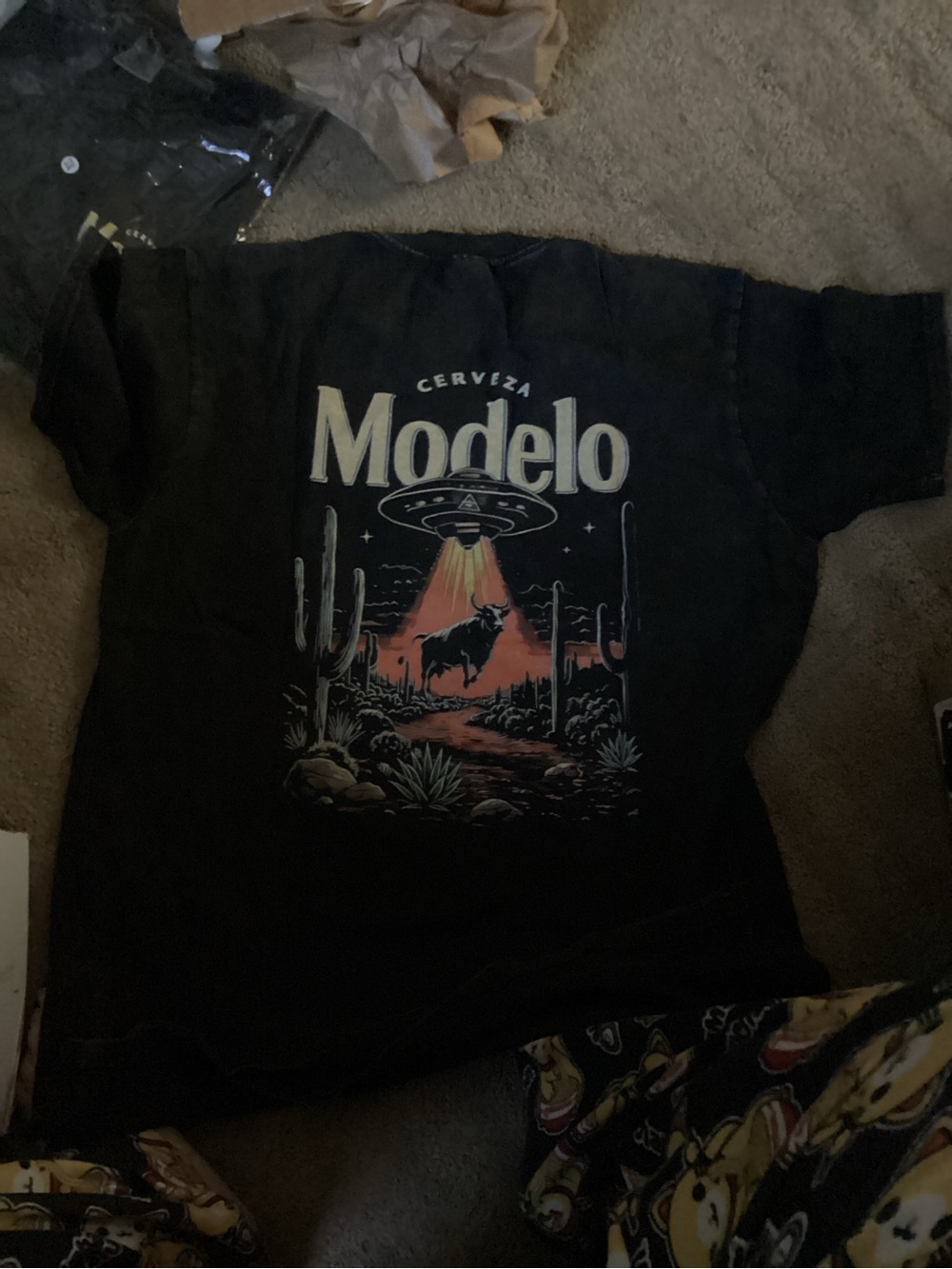 ModelCo Black men’s T-shirt with Desert UFO Illustration